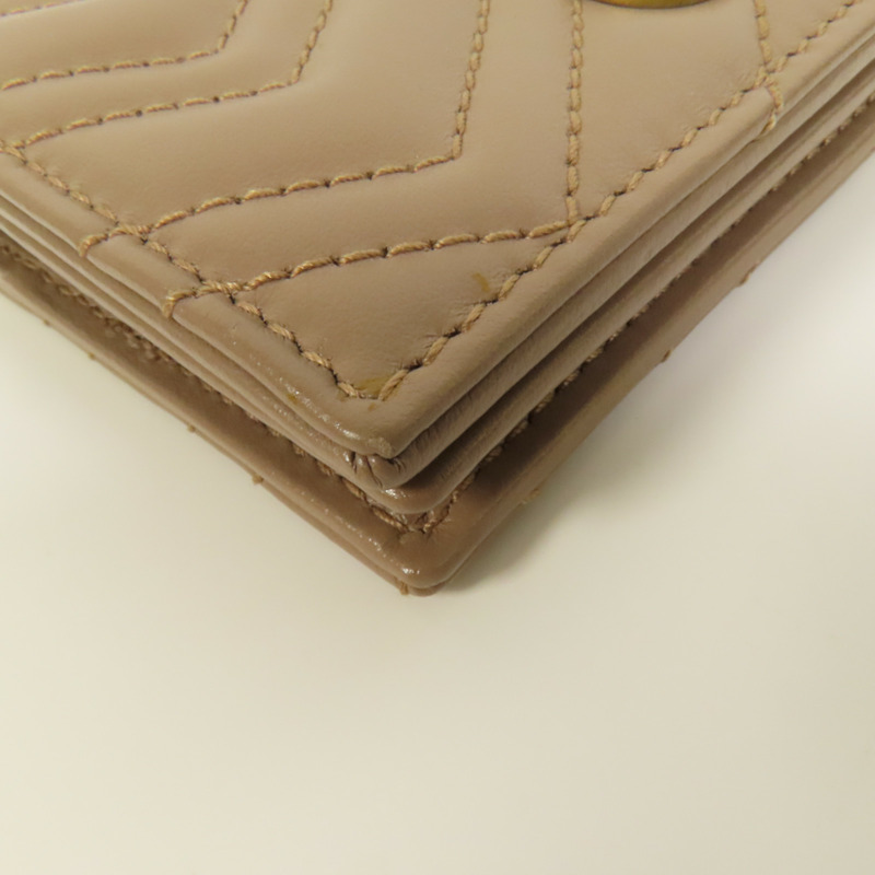 GUCCI 牛皮皮革GG Marmont金扣錢包-11