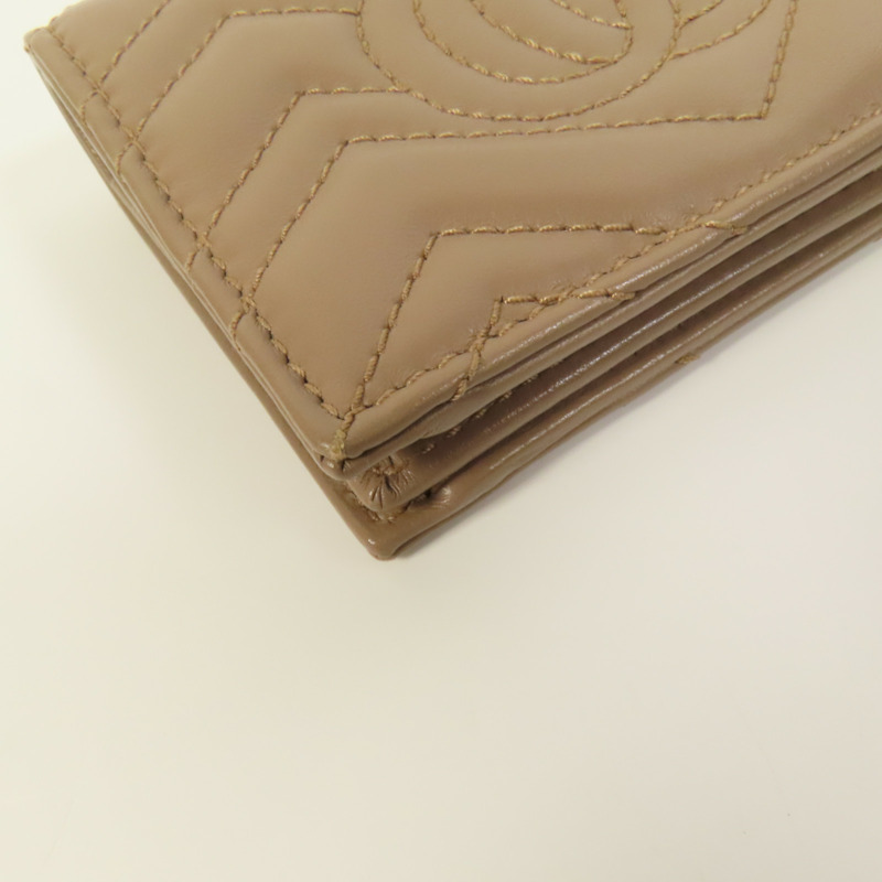 GUCCI 牛皮皮革GG Marmont金扣錢包-13