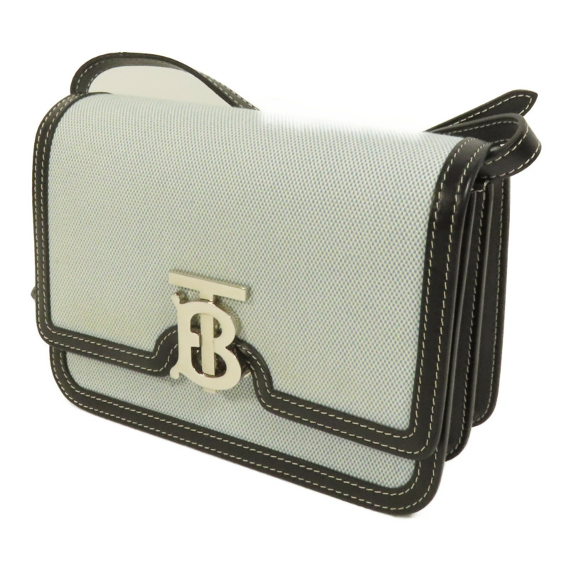BURBERRY 牛皮皮革/帆布Shoulder Bag銀扣肩背袋-2