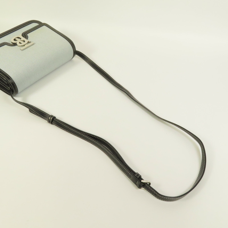 BURBERRY 牛皮皮革/帆布Shoulder Bag銀扣肩背袋-4
