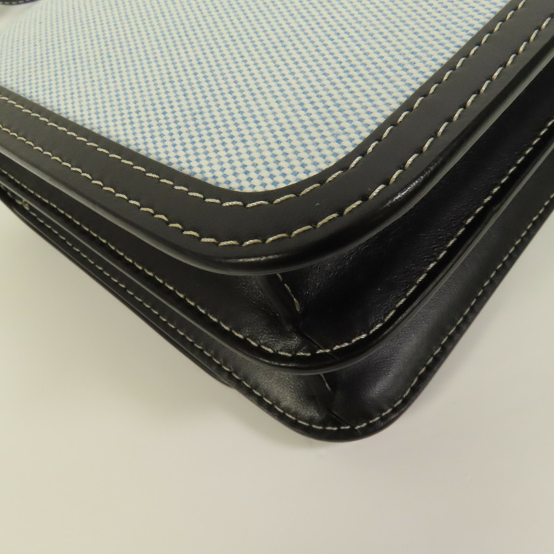 BURBERRY 牛皮皮革/帆布Shoulder Bag銀扣肩背袋-9