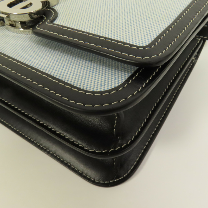 BURBERRY 牛皮皮革/帆布Shoulder Bag銀扣肩背袋-11