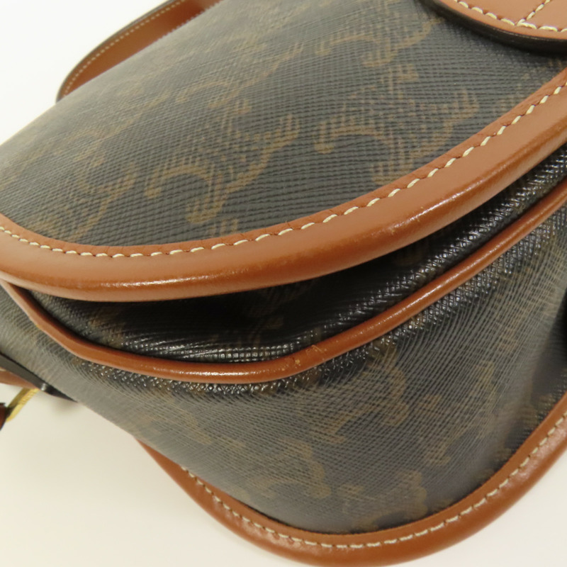 CELINE 塗層帆布Folco金扣肩背袋-10