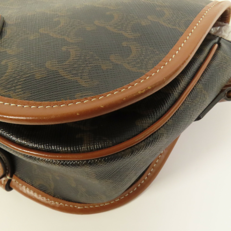 CELINE 塗層帆布Folco金扣肩背袋-11