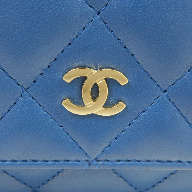 CHANEL 羊皮皮革WOC Wallet On Chain金扣鏈帶肩背袋-9