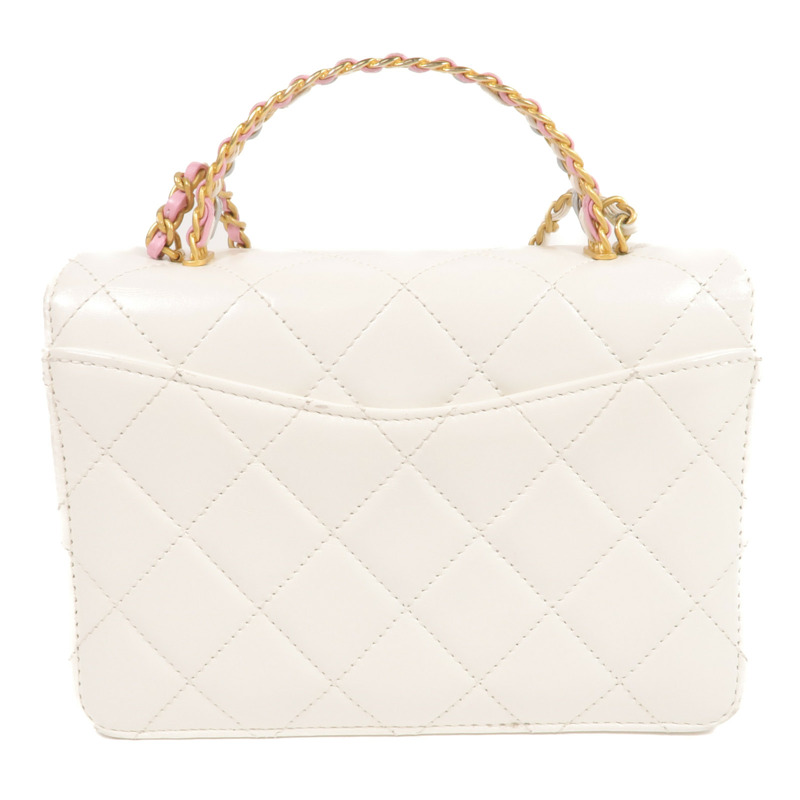 CHANEL 牛皮皮革Top Handle Mini Flap Bag金扣手挽肩背兩用袋-1