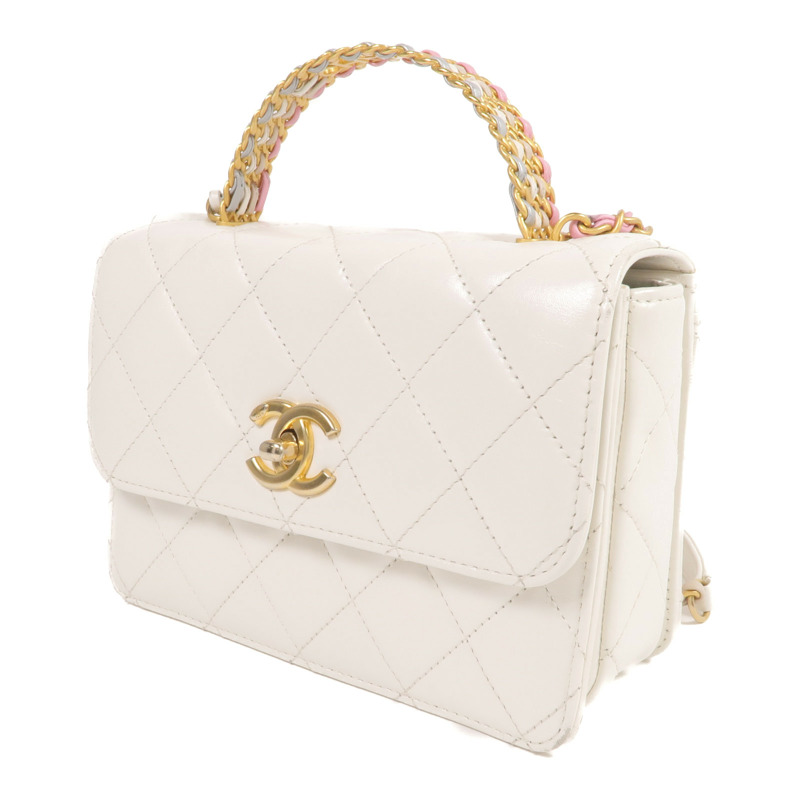 CHANEL 牛皮皮革Top Handle Mini Flap Bag金扣手挽肩背兩用袋-2