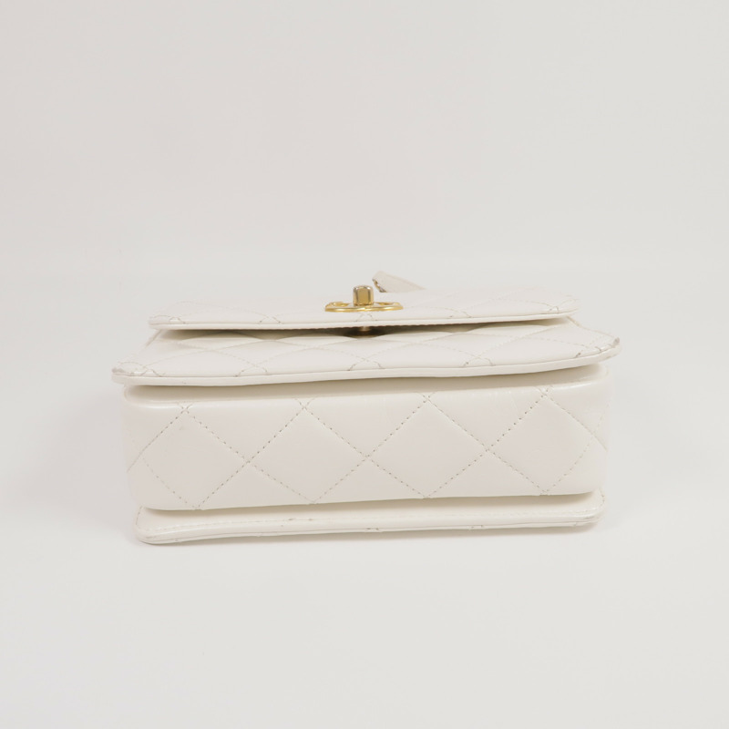 CHANEL 牛皮皮革Top Handle Mini Flap Bag金扣手挽肩背兩用袋-3