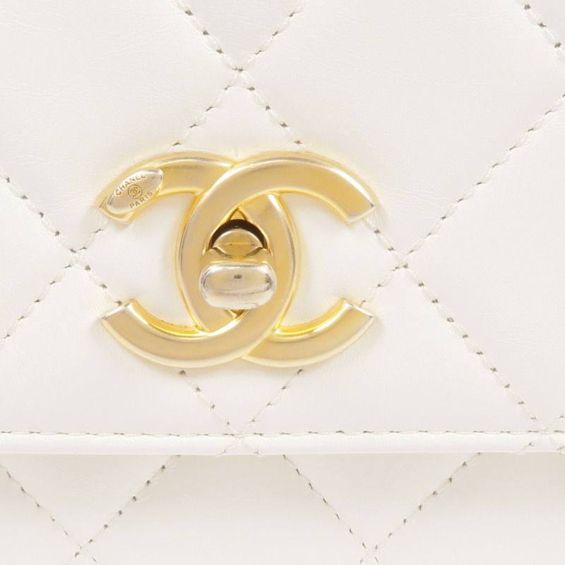 CHANEL 牛皮皮革Top Handle Mini Flap Bag金扣手挽肩背兩用袋-9