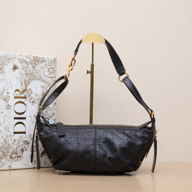 DIOR D-journey小號23黑色牛皮金扣2025肩背包-0