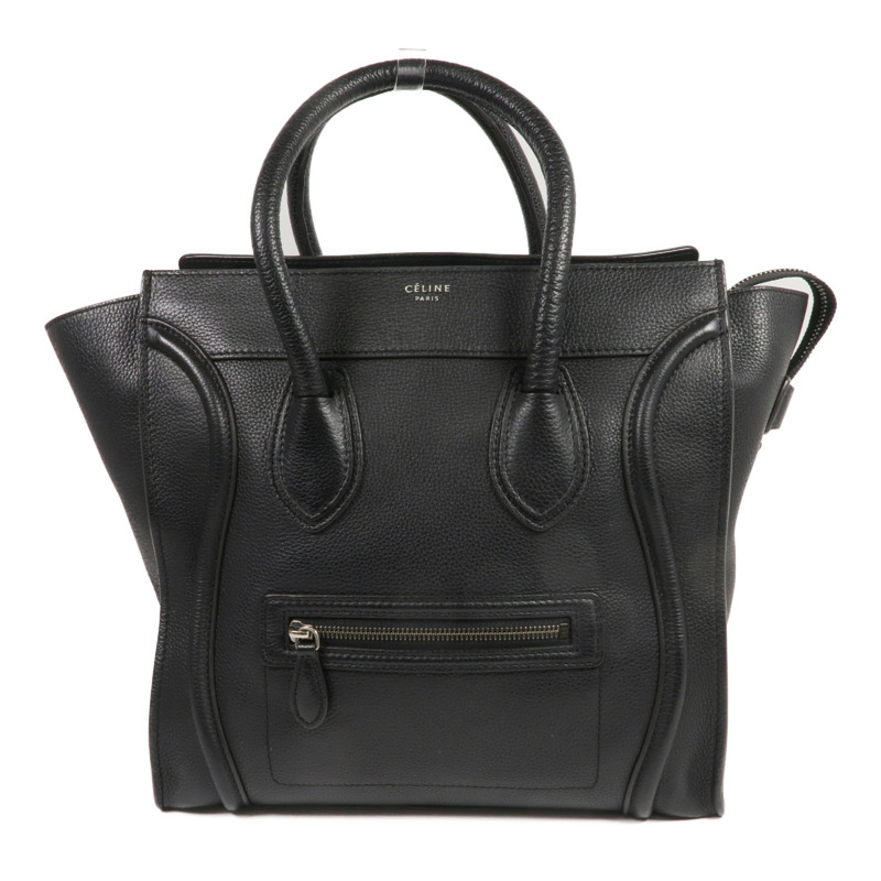 CELINE 牛皮皮革Mini Luggage銀扣手挽袋-0