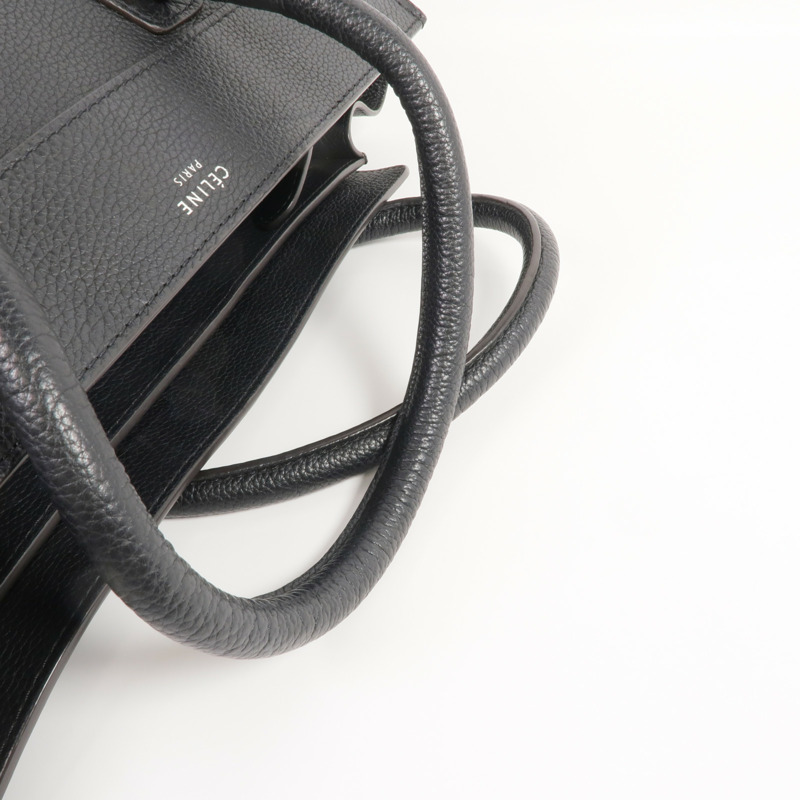 CELINE 牛皮皮革Mini Luggage銀扣手挽袋-4