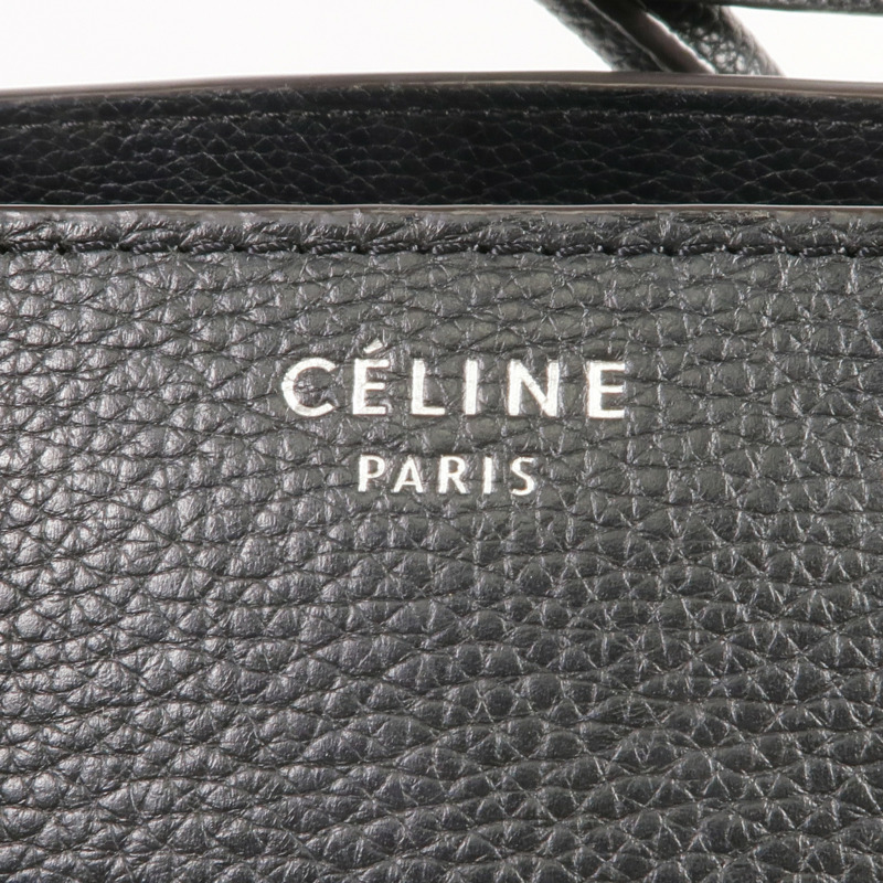 CELINE 牛皮皮革Mini Luggage銀扣手挽袋-10