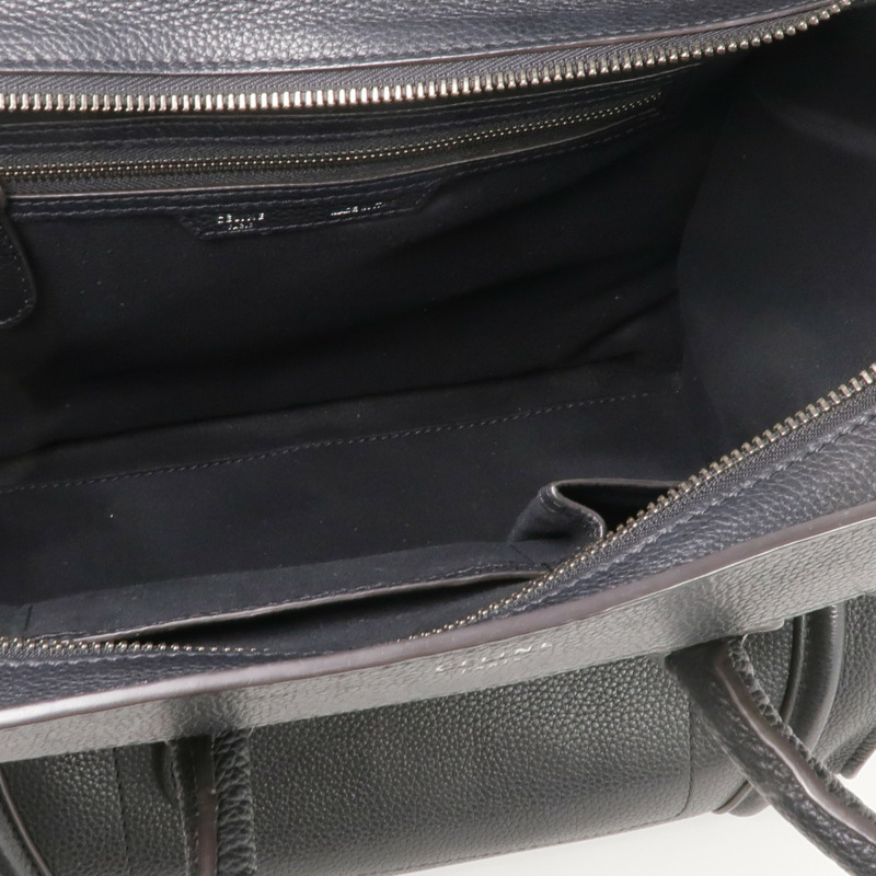 CELINE 牛皮皮革Mini Luggage銀扣手挽袋-12