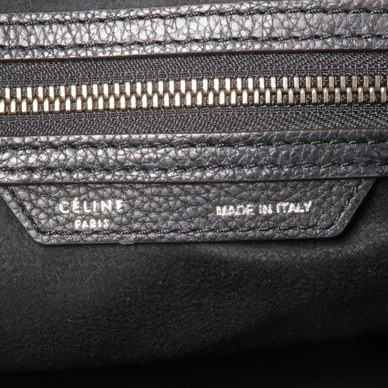 CELINE 牛皮皮革Mini Luggage銀扣手挽袋-13
