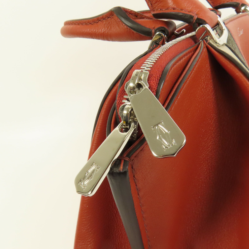 CARTIER 牛皮皮革2way Shoulder Bag銀扣手挽肩背兩用袋-8