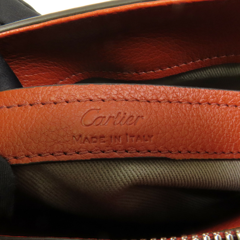 CARTIER 牛皮皮革2way Shoulder Bag銀扣手挽肩背兩用袋-10