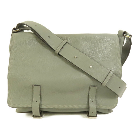 LOEWE 牛皮皮革Military Messenger銀扣肩背袋