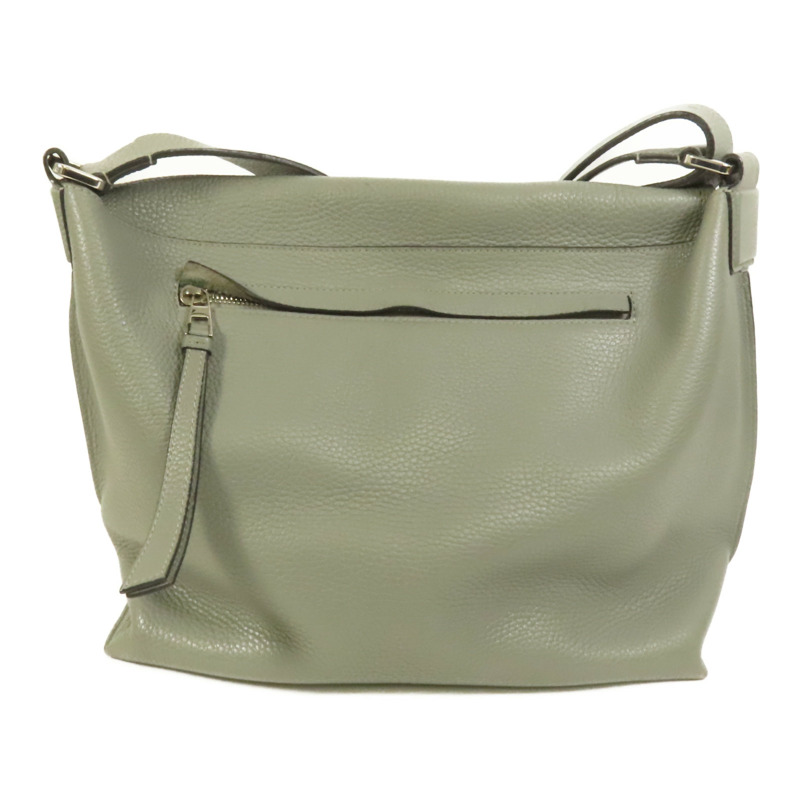 LOEWE 牛皮皮革Military Messenger銀扣肩背袋-1