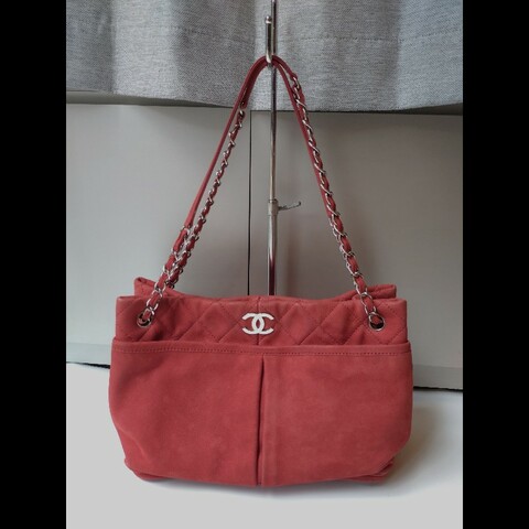 Chanel 銀鍊橘皮革三層托特包