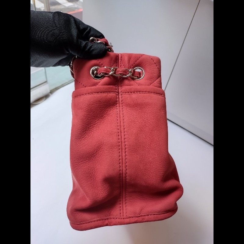 Chanel 銀鍊橘皮革三層托特包-9