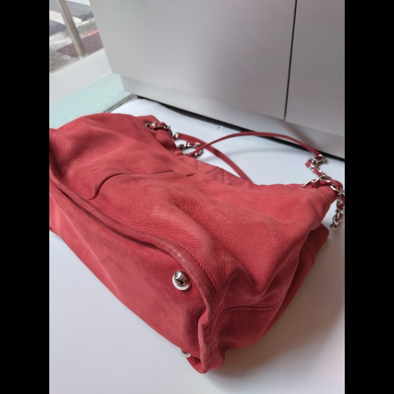 Chanel 銀鍊橘皮革三層托特包-17