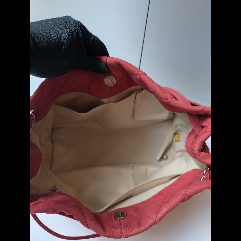 Chanel 銀鍊橘皮革三層托特包-19