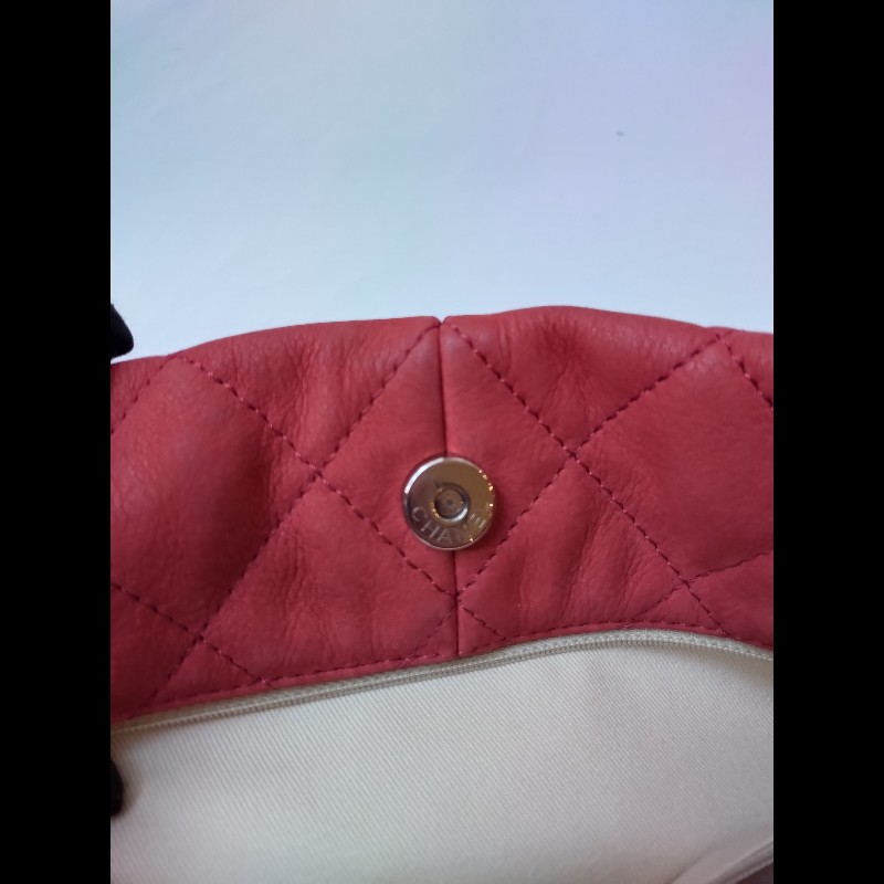 Chanel 銀鍊橘皮革三層托特包-32