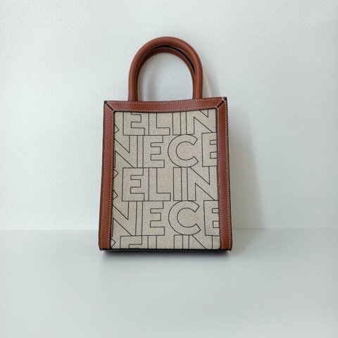 Celine 賽琳 CABAS 迷你米色帆布提花斜挎包