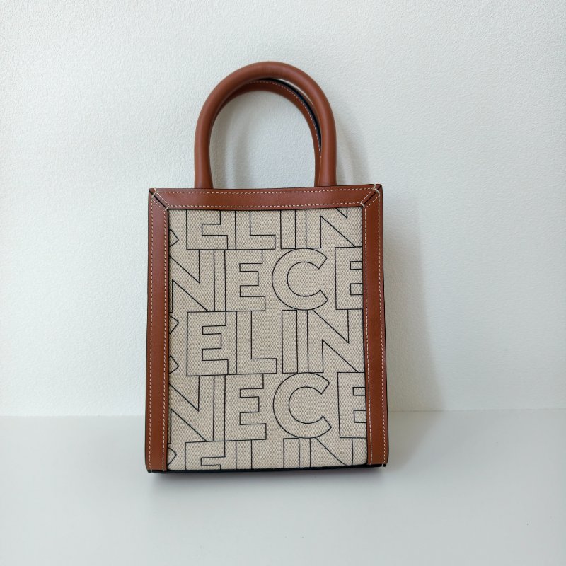 Celine 賽琳 CABAS 迷你米色帆布提花斜挎包-1