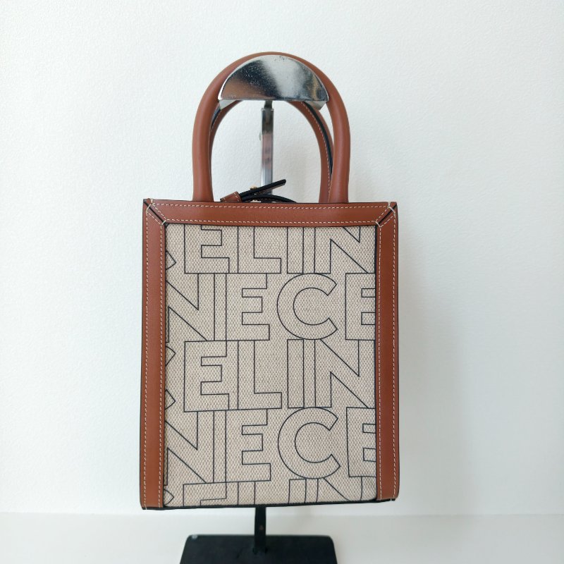 Celine 賽琳 CABAS 迷你米色帆布提花斜挎包-2