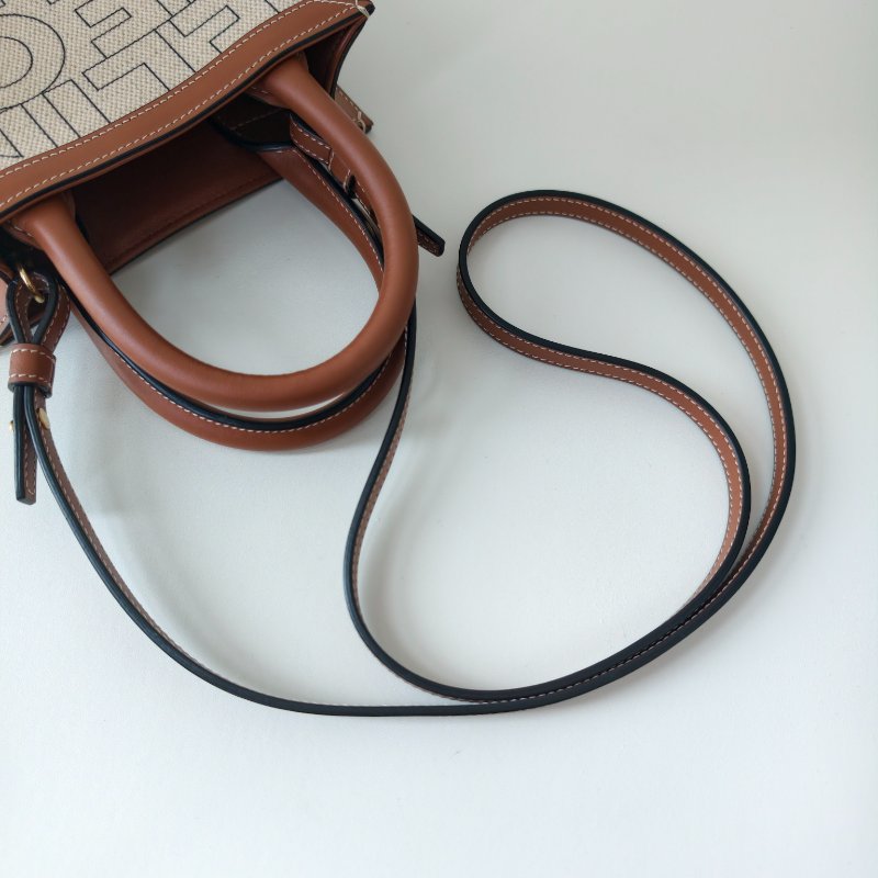 Celine 賽琳 CABAS 迷你米色帆布提花斜挎包-3