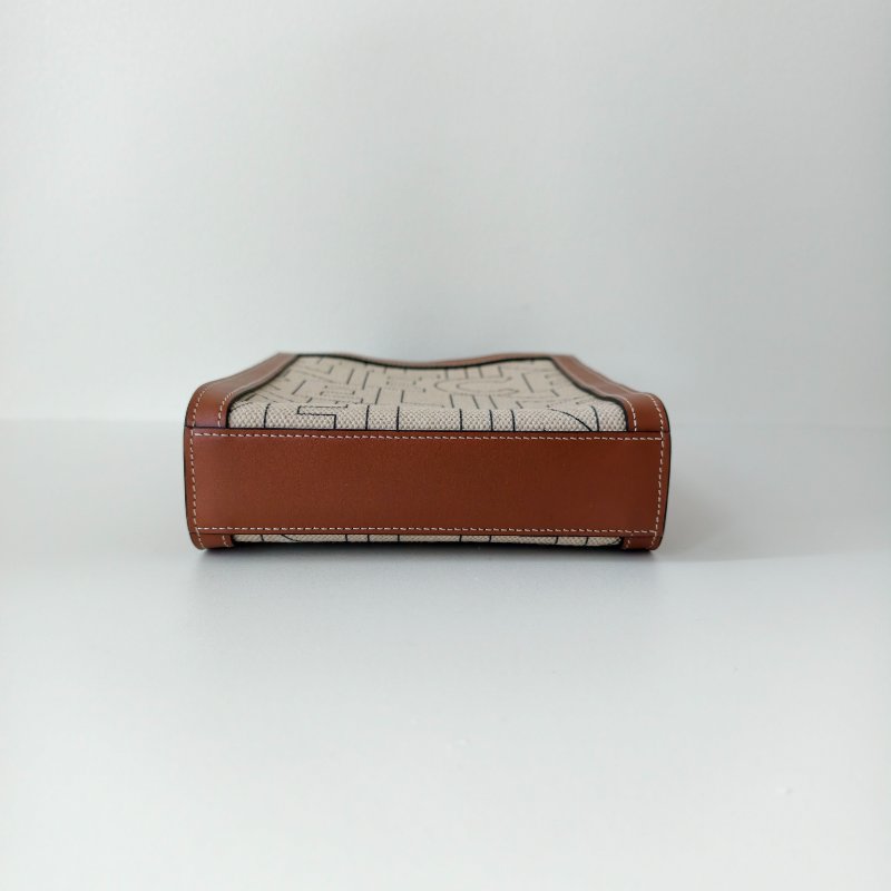 Celine 賽琳 CABAS 迷你米色帆布提花斜挎包-4