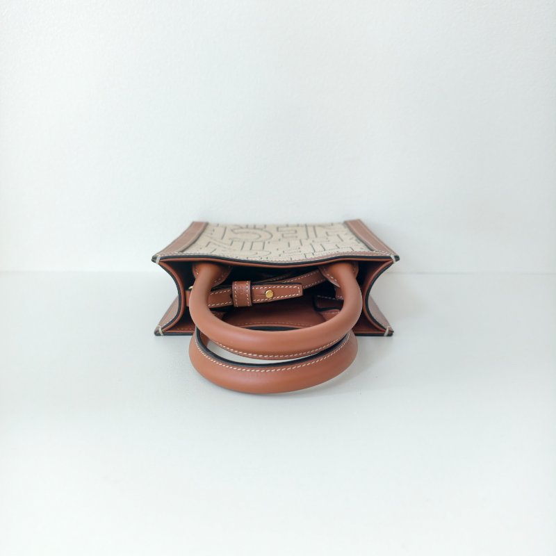 Celine 賽琳 CABAS 迷你米色帆布提花斜挎包-5