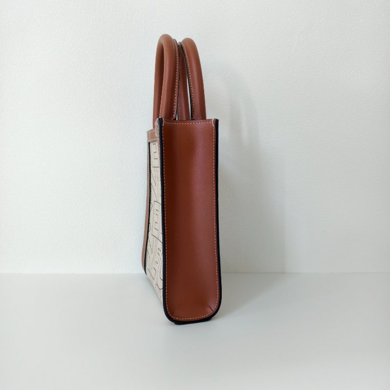 Celine 賽琳 CABAS 迷你米色帆布提花斜挎包-6