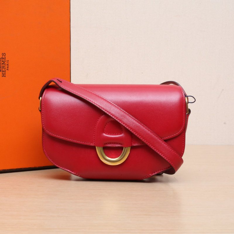 HERMES ChercheMidi豬鼻包Mini185X辣椒紅Box皮T刻金扣肩背包-0