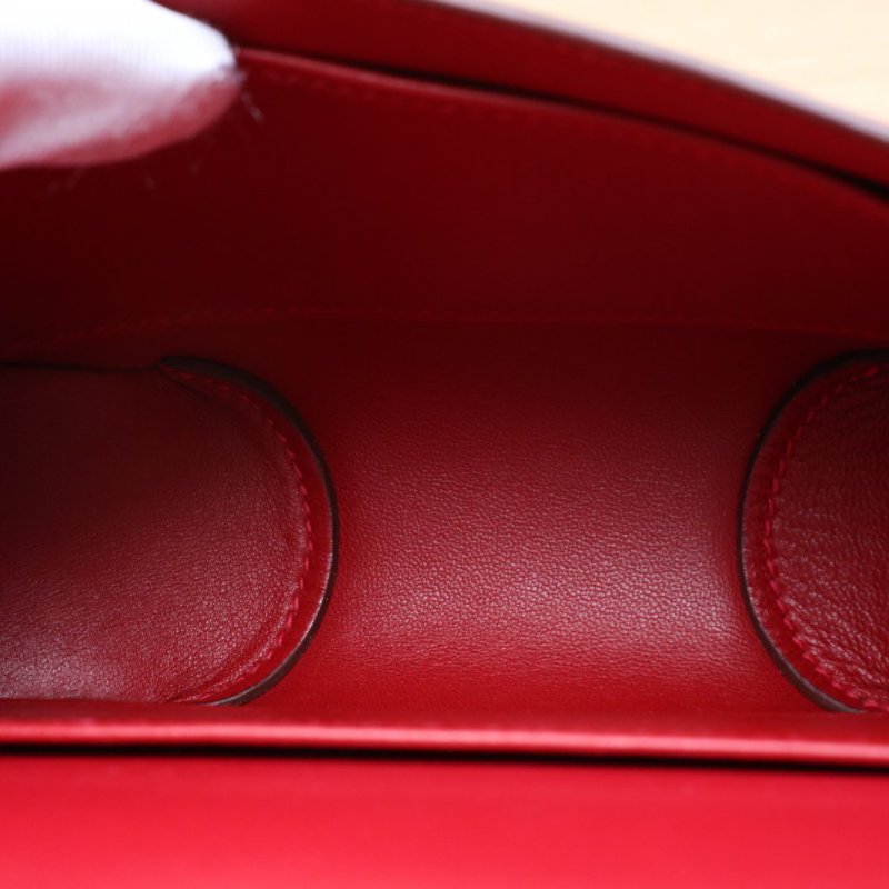 HERMES ChercheMidi豬鼻包Mini185X辣椒紅Box皮T刻金扣肩背包-2