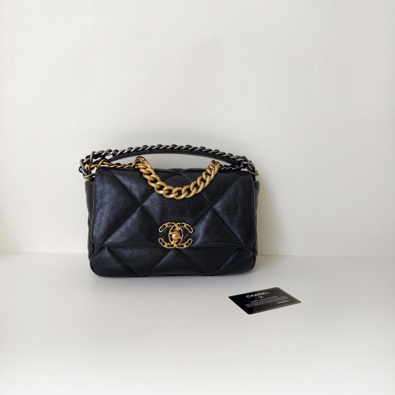 Chanel 香奈兒 19bag 黑色羊皮小號單肩包斜挎包 30開有卡2020年-1