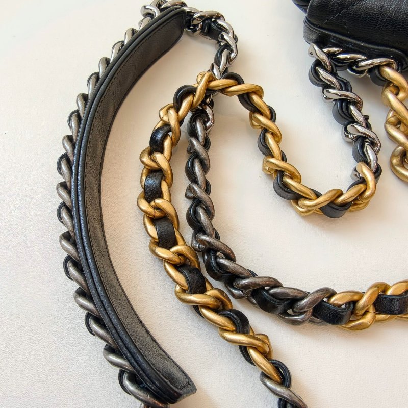 Chanel 香奈兒 19bag 黑色羊皮小號單肩包斜挎包 30開有卡2020年-10