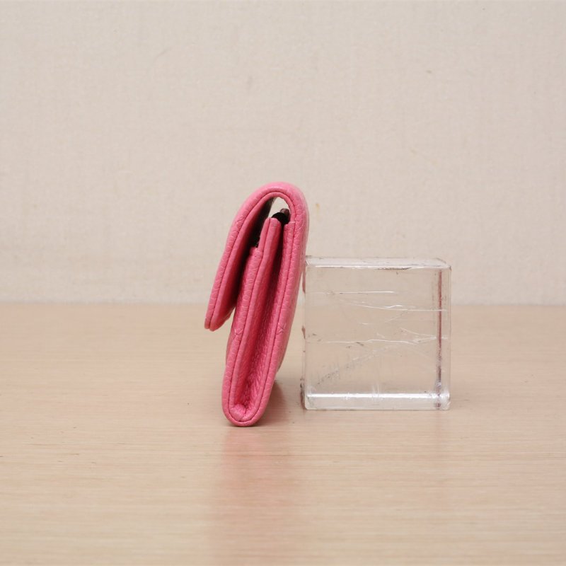 CHANEL 粉色荔枝牛皮29開銀扣卡包肩背包-3