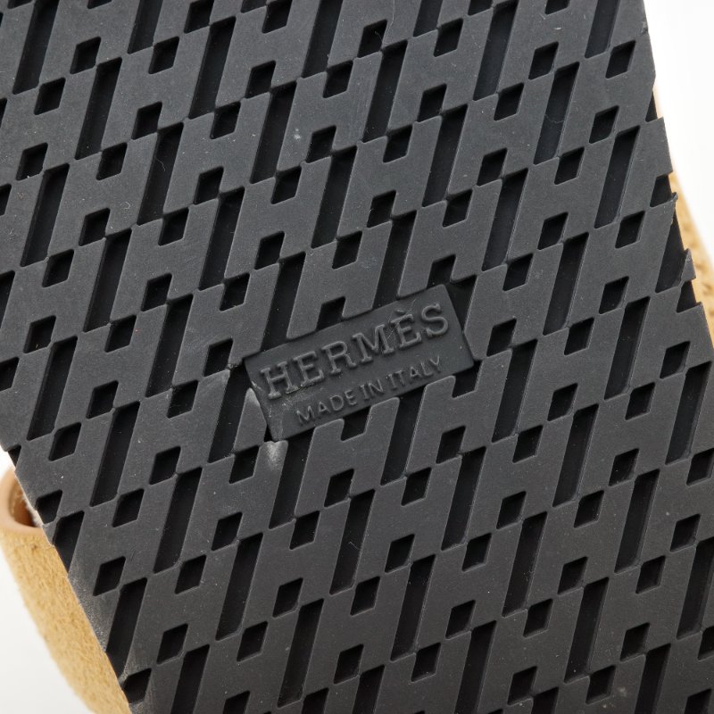 Hermès 愛馬仕 Chypre 米色/駝色  羊皮絨毛 涼鞋-7