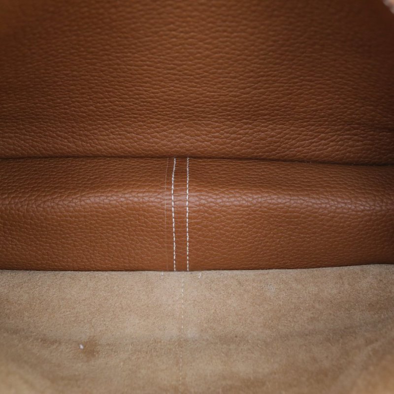 HERMES Halzan3137金棕色TC皮框R銀扣肩背包-3