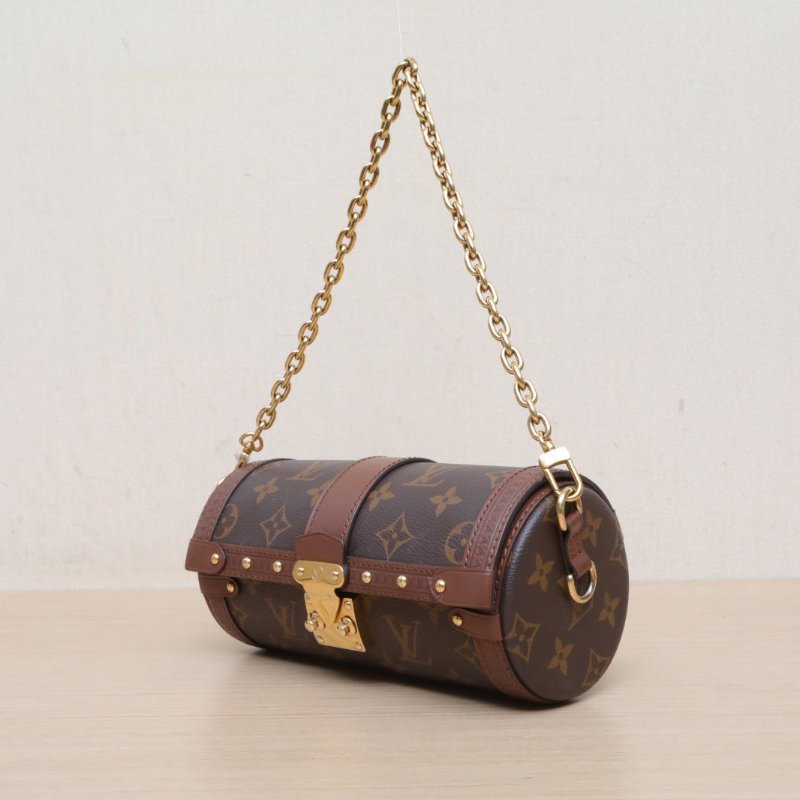 LOUIS VUITTON PAPILLON巴比龍TRUNK鏈條圓桶包老花PVC晶片肩背包-4