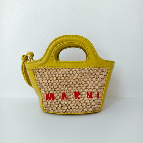 Marni 瑪尼Tropicalia 米色草編織刺繡斜挎包