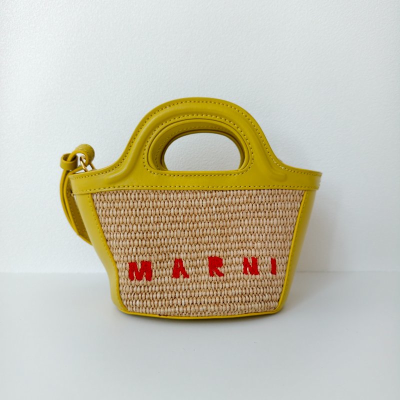 Marni 瑪尼Tropicalia 米色草編織刺繡斜挎包-0