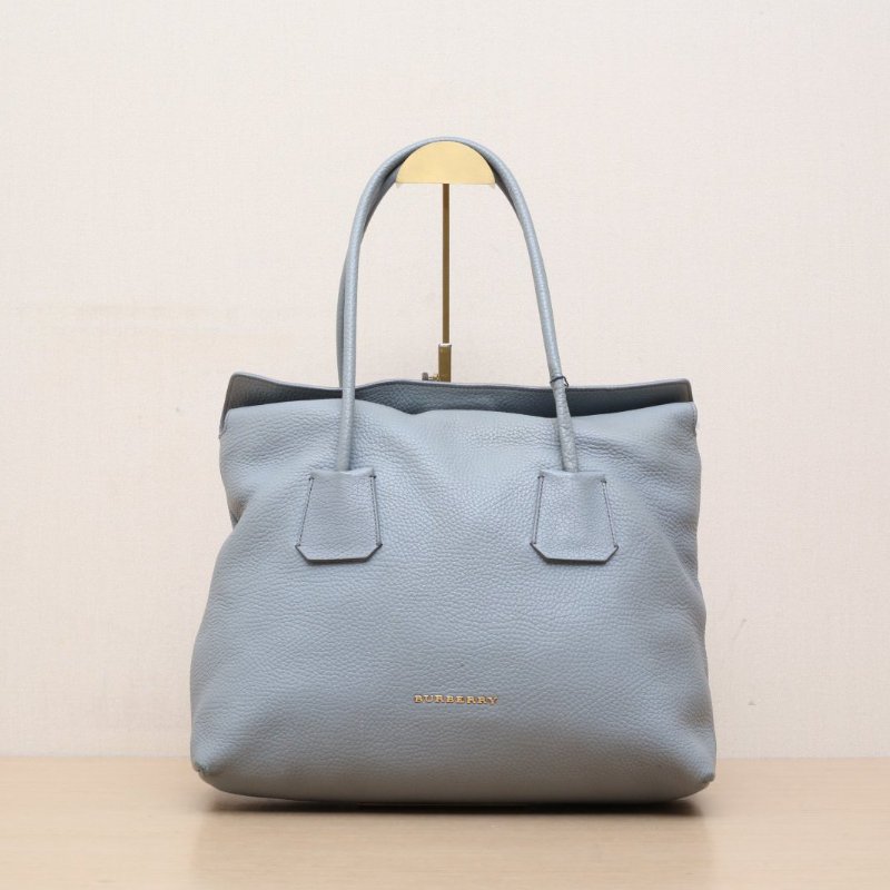Burberry 灰色牛皮Burberry手提托特包灰藍色肩背包-1