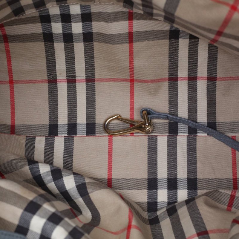 Burberry 灰色牛皮Burberry手提托特包灰藍色肩背包-2