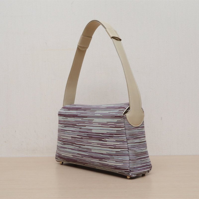 HERMES 3C羊毛白Vibrato羊切皮框E金扣Garonne腋下Hobo肩背包-3