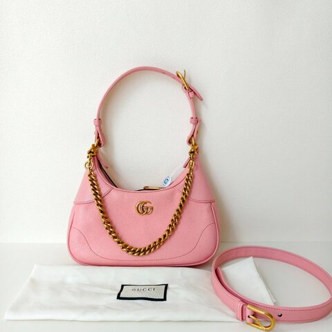 Gucci 古馳 淺粉色牛皮 小號 手提包