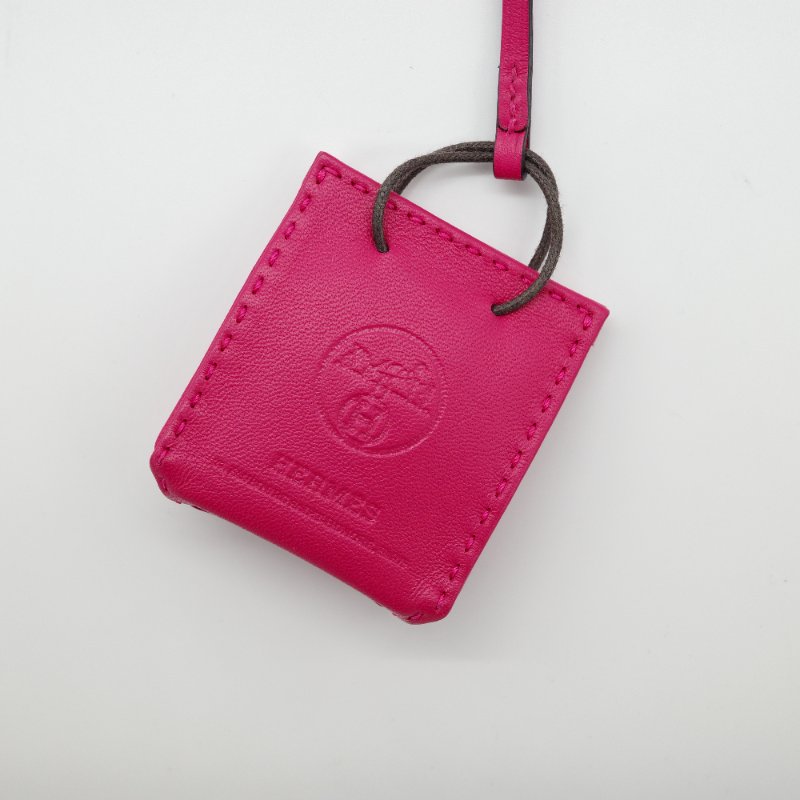 Hermès 愛馬仕 Sac Orange 紙袋造型 桃色 小羊皮 吊飾 掛件-0